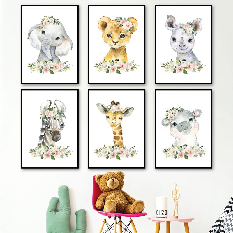 Baby Nursery Wall Decor - Постеры с цветочными узорами и животными