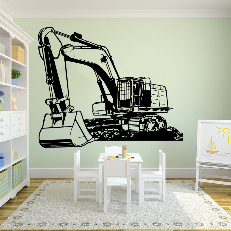 Baby Nursery Vinyl - Большое тяжелое оборудование, экскаватор, экскаватор, наклейка