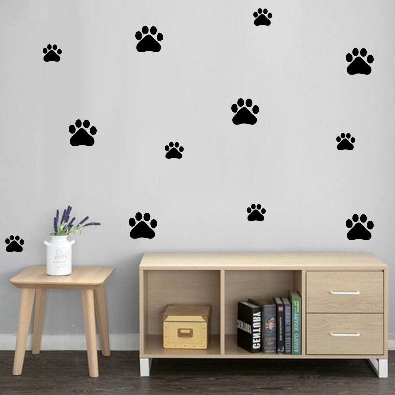 Baby Nursery Vinyl - Мультяшная собака кошка ходячая лапа принт