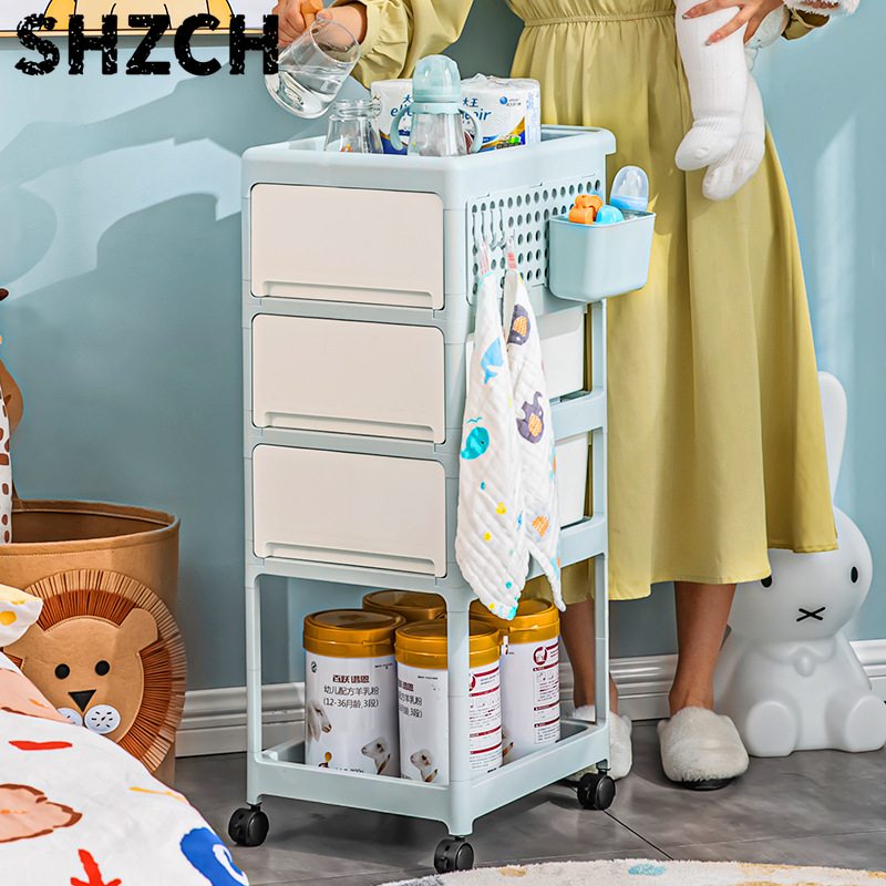 Baby Nursery Cart - Мобильная тележка для хранения Cream, многоуровневый