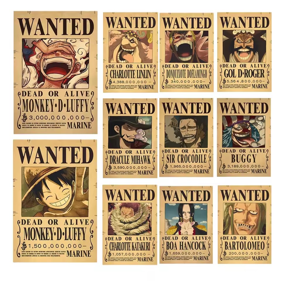 Baby Nursery Vinyl - Аниме-постеры «One Piece»: плакаты с розыскными