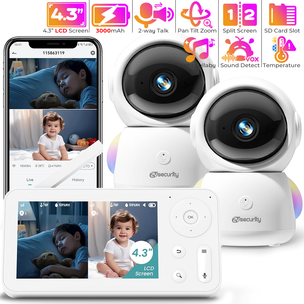 Baby Nursery Temperature - 2K радионяня с 2 камерами и