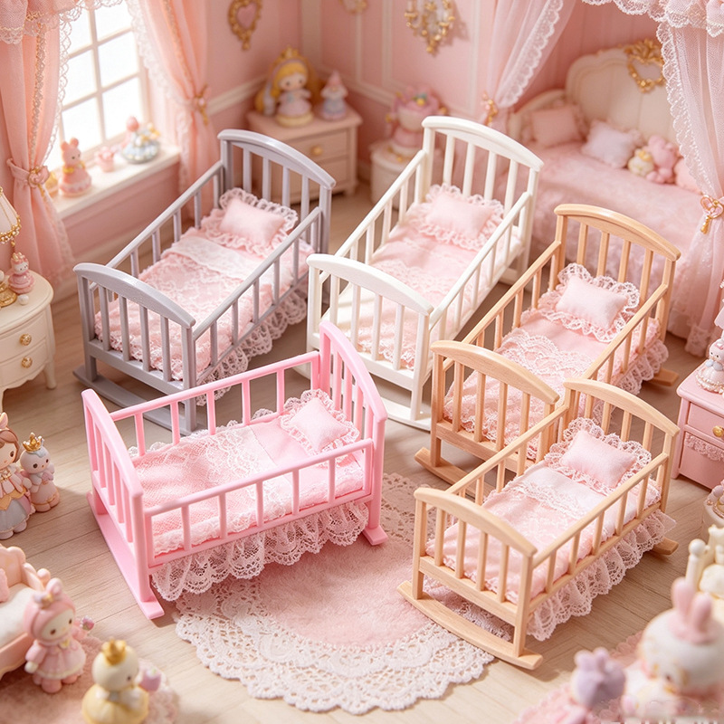Baby Nursery Furniture Sets - Миниатюрная детская кроватка-качалка для кукольного домика