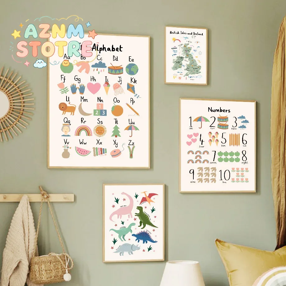 Карта мира животных, динозавры – обзор и цена Baby Nursery Wall Decor